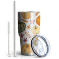 thumbnail image 2 of 30oz Fall Pumpkins Leaves Pattern Tumblers Stainless Steel Tumbler with Lid and Straw,Vacuum Insulated Double Wall Travel Tumbler Cups Mug with Cleaning Brush for Coffee,Tea, 2 of 7