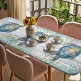 thumbnail image 3 of Sea Turtle Coastal Table Cloths for 8 Foot Rectangle Tables, Blue Green Summer Beach Coral Wooden Patio Waterproof Elastic Fitted Tablecloths, Washable Rectangular Table Cover for Camping, 3 of 8
