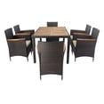 thumbnail image 4 of Outdoor Wicker Dining Set, Sesslife 7-Piece Outdoor Furniture for Patio Backyard, Rattan Patio Set w/Acacia Wood Table Top, 6 Chairs and Cushions, Brown, 4 of 16
