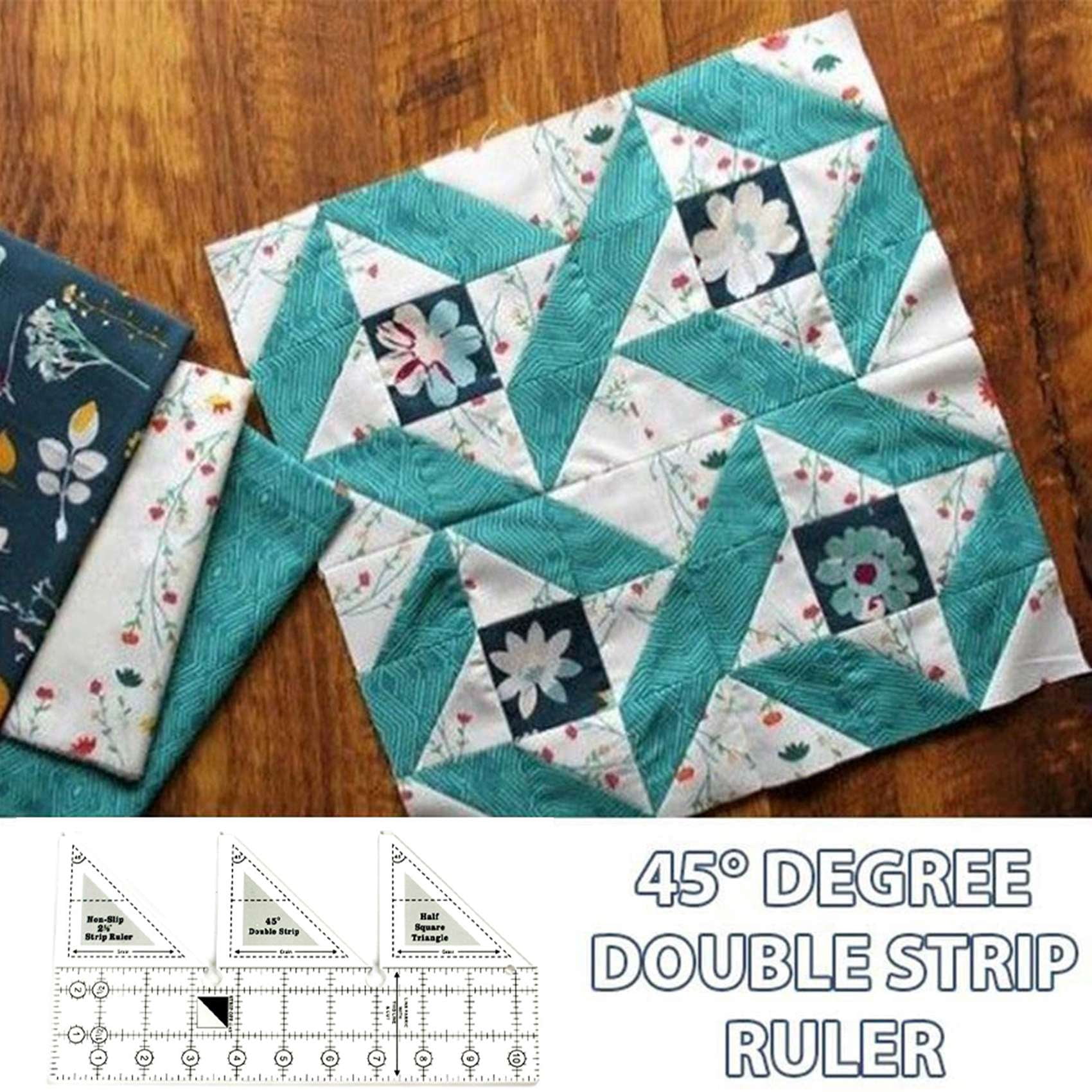Tiabiaya 10-Inch 45 Degree Strip Ruler – Handy Gridded Cutting Guide For Quilting & Sewing