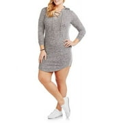 Juniors' Plus Lace Up Hoodie Dress