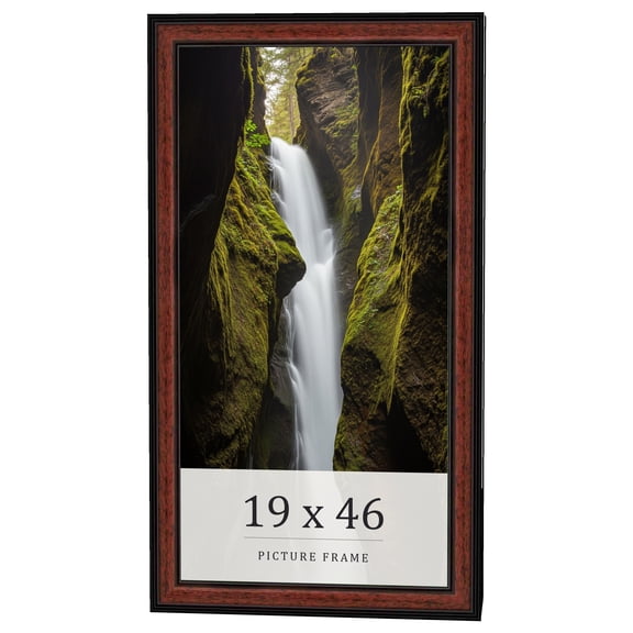 19x46 Frame Executive Brown Round Mahogany Finish Solid Wood Picture Frame | 1.25 Inch Moulding