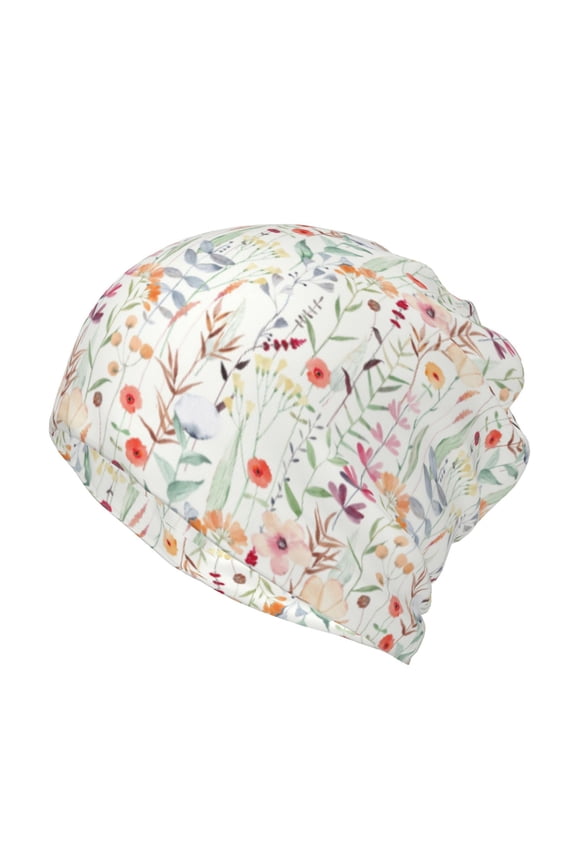 Wildflower Watercolor 4 Print Winter Beanie Daily Hat - Thermal Polar Fleece Ski Running Hat Skull Cap for Men and Women,Beanie
