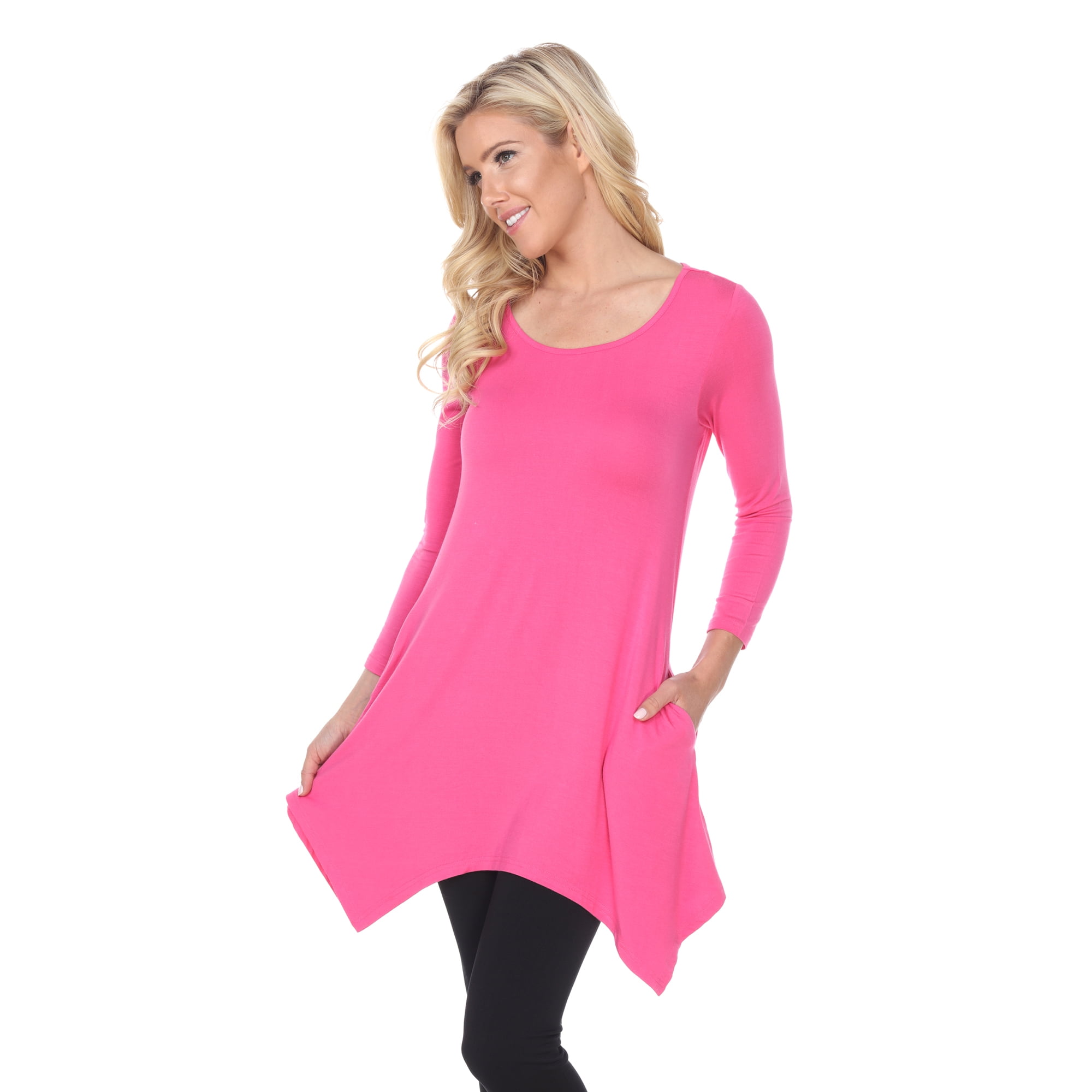 White Mark Women's Solid Color Tunic Top