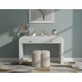 thumbnail image 2 of Meridian Furniture Ottomane en Velours Crème en Forme de Fleur de Trèfle, 2 of 5