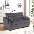 thumbnail image 5 of Modern Velvet Loveseat Futon Sofa Couch w/ Pullout Bed, Loveseat Lounge Sofa with Adjustable Reclining Backrest, 3 in 1 Convertible Sleeper Sofa Bed, 5 of 8