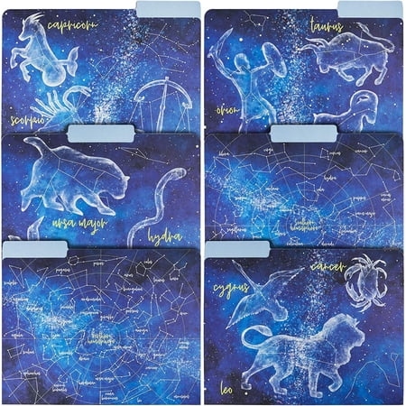 12-Pack Zodiac Constellation File Folders, Letter Size, 6 Designs