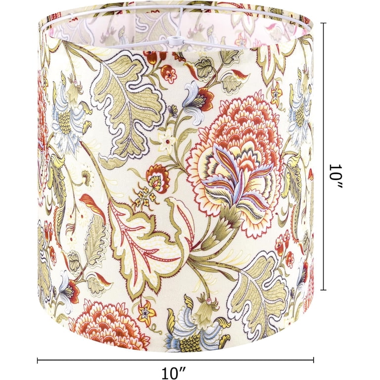 GO&SO Large Floral Drum Lamp Shade – 16x16x10 Inch, Set Of 2, Assembly Required, For Floor & Table Lamps With Harp Support