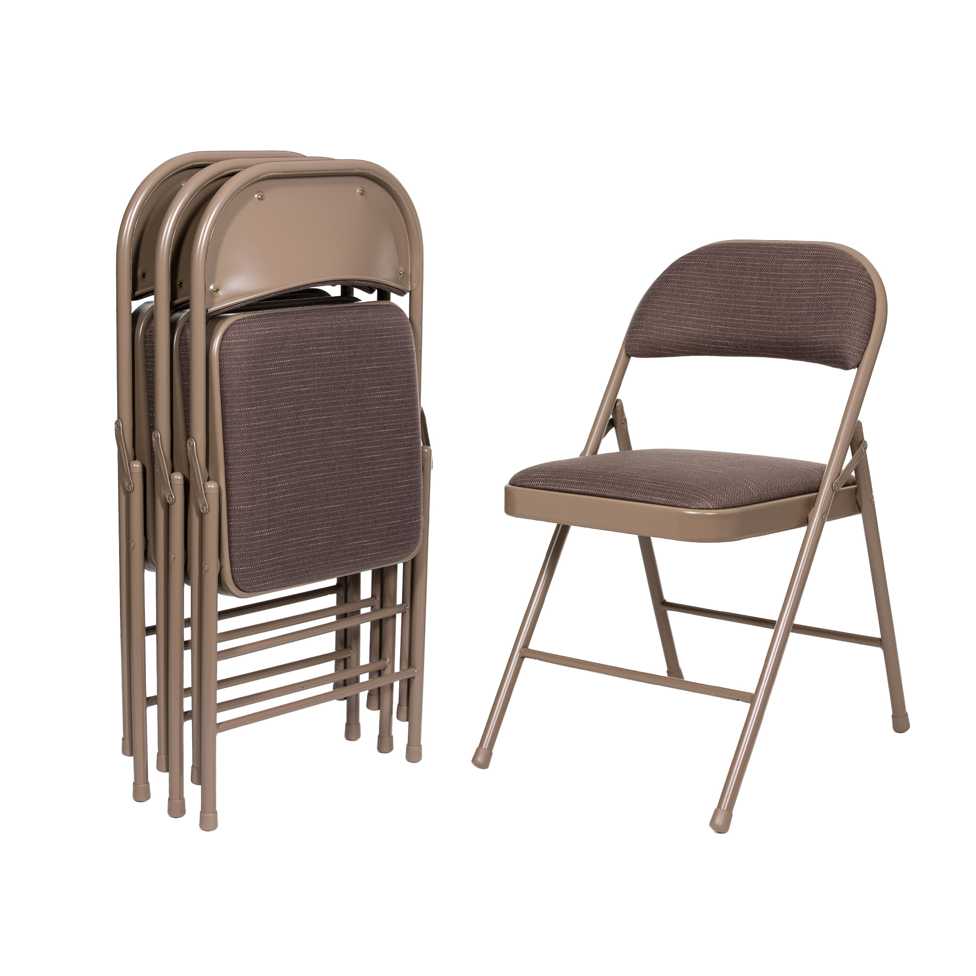 Hampden Furnishings Bernadine Collection Basics Fabric Folding Chair, Brown, Pack of 4