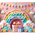 thumbnail image 4 of Yatrandify Colorful Design Birthday Banner Rainbow Theme Polyester Material Celebration Backdrop for Birthday Party Kids Event Indoor Decoration, 4 of 7