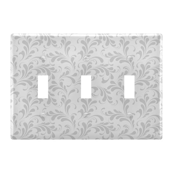 3 Gang Switch Covers Grey Leaves Light Wall Plate Home Faceplate Switch Plates 6.37”x4.48”
