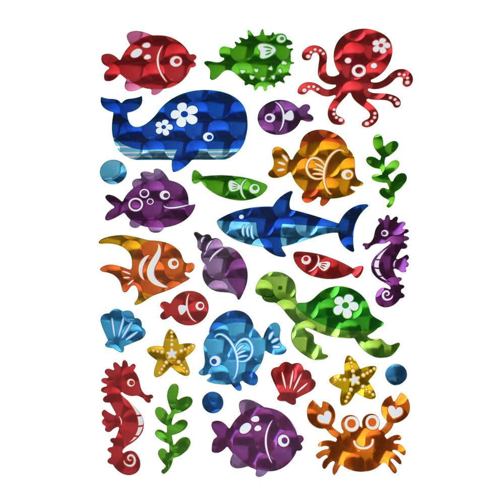 Under The Sea Holographic Foil Stickers, 28Piece