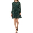thumbnail image 2 of Vestido de fiesta de mujer Inspire Chic con escote en V, mangas largas, falda acampanada, talla XS, verde con flores, 2 of 6