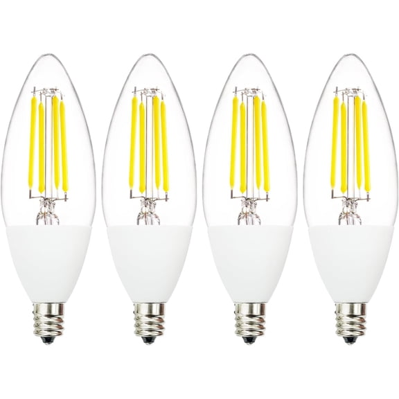 Jaspertronics Dusk to Dawn Outdoor Sensor LED Edison Bulbs 4W 450LM B11 Candelabra E12 Base Auto On/Off Photocell 5000K Cool White 4 Unit per pack