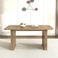 thumbnail image 4 of Modern Extendable Wood Dining Table, 78.7"x35.4", Beige Brown, Seats 6-10, Kitchen & Dining Room Table, Solid Wood Look, Double Pedestal, Party Ready, 4 of 13