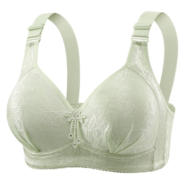 VBARHMQRT Rhinestone Bra Women's Lace Push up No Underwire Comfortable Breathable Bra Four Button Mom Bra