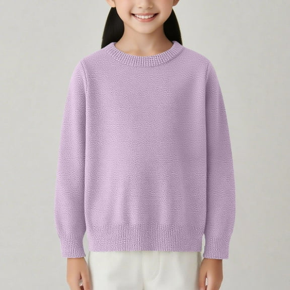 Kilaqueen Toddler Girl Boy Knit Sweater Round Neck Long Sleeve Keep Warm Soft Pullover Top Cotton Knit Sweatshirt Fall Winter Clothes