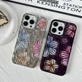 thumbnail image 5 of for iPhone Case,Luxury ElectroPlated Flower Hollow Pleated Water Ripple Pattern Bumper Camera Lens Protection Soft Shockproof Phone Case (Purple,iPhone 14), 5 of 7