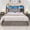 Gray, variant on TIGUBFRE Queen Farmhouse Wood Bed Frame with Storage Headboard and 4 Drawers, LED Light & Charging Station, Metal Slats, Noise Free, Rustic Black