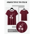 thumbnail image 6 of ZXSXSY Women's Contrast Trim Dandelion and Butterfly Print Round Neck Short Sleeve Graphic T Shirt, 6 of 7