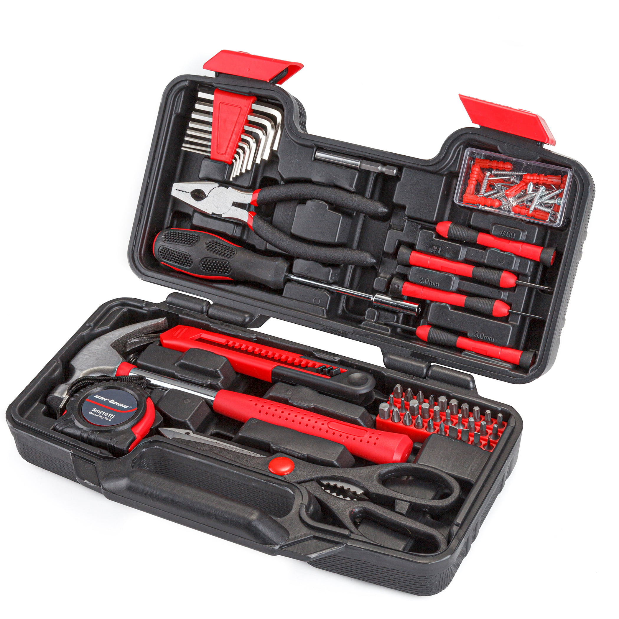 Cartman Red 126Piece Tool Set General Household Hand Tool Kit with Plastic Toolbox Storage Case 