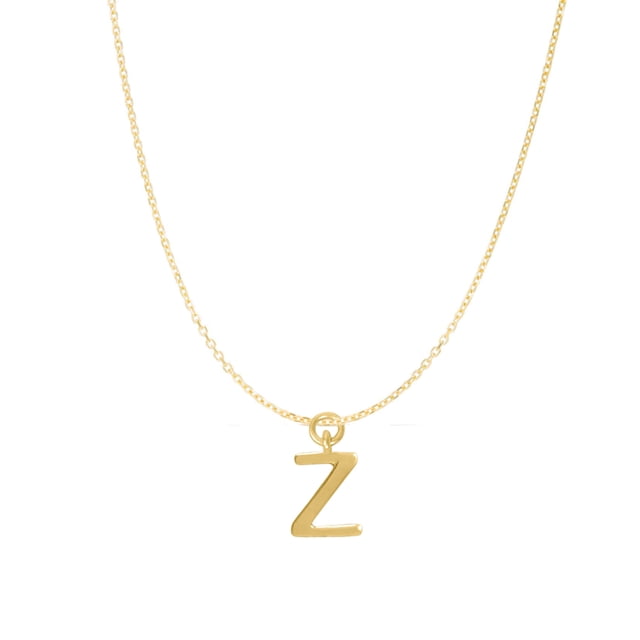 Precious Stars 14K Goldplated Sterling Silver Polished "Z" Charm With Goldfilled 1.5mm Cable Chain