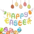 thumbnail image 3 of Sijial 1 Set Easter Banners Colorful Cartoon Bunny Egg Pattern Happy Easter Letter Festive Multi-purpose Decorative Gift Happy Easter Hanging Bunting, 3 of 3