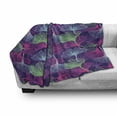 thumbnail image 3 of Botany Soft Flannel Fleece Blanket, Tropical Ginkgo Leaves Motif in Digital Colorful Toned Herbs Graphic, Cozy Plush for Indoor and Outdoor Use, 50" x 60", Purple Magenta and Green, by Ambesonne, 3 of 6