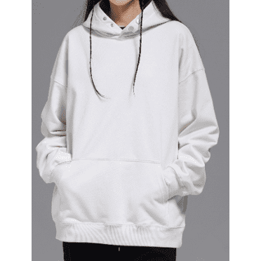 Basic Double Button Hoodie Loose Contour Hooded Sweatshirt Simple Versatile Model