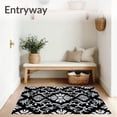 thumbnail image 3 of ODIKA 4'x6' Machine Washable Non-Slip Area Rug, Elegant Transitional Damask Floral Hallway Passage High Traffic Rug with Pad, Black, 521315, 3 of 8