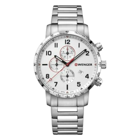 Wenger Swiss Army Men's 01.1543.110 Attitude Chronograph White Dial Watch 44mm MSRP $345