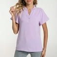 thumbnail image 2 of Fancifize Clearance Prime Day Women's Dressy Casual Blouses Business Work Tops Short Sleeve V Neck Henley T Shirts 2024 Summer Outfits, 2 of 6