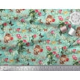 thumbnail image 2 of Soimoi Blue Polyester Crepe Fabric Cat,Insect & Rose Buds Flower Decor Fabric Printed BTY 42 Inch Wide, 2 of 3