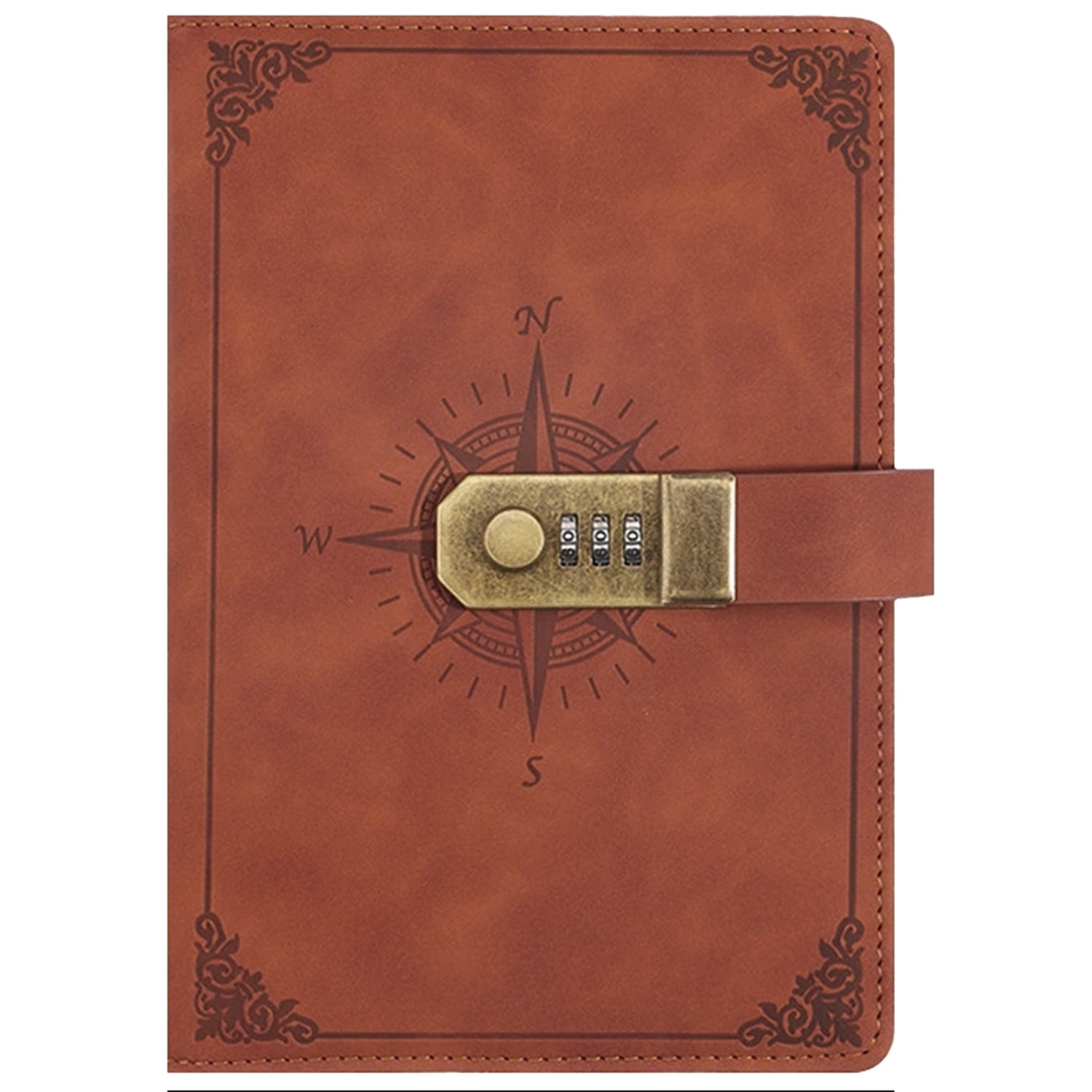 YUSS Leather Journal Notebook with Password Lock – Vintage Leather Journals for Women & Men 220 Pages, Gift for Writing,Travel,Business,Work & School (Brown)-8.3 X 5.7 inches