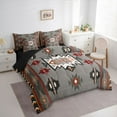 thumbnail image 4 of Homewish Western Boho Aztec Twin Bedding Sets 7-Piece for Men, Rustic Mandala Hippie Bedding Comforter Set, Grey Brown Abstract Reversible Sheet Sets, Super Cozy Room Decor, 4 of 8