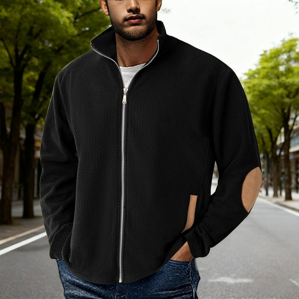 pstuiky camisa de manga larga para hombre, Blusa/abrigo informal y moderno para hombre, de color liso, con solapa, cremallera y manga larga, de terciopelo y ondas de agua. xxl