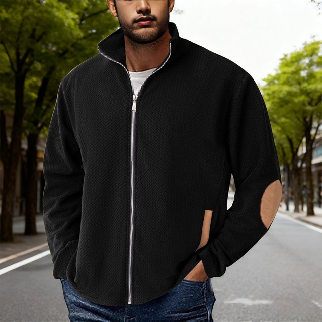 pstuiky camisas de manga larga para hombre, Blusa/abrigo informal y moderno para hombre, de color liso, con solapa, cremallera y manga larga, de terciopelo y ondas de agua. l