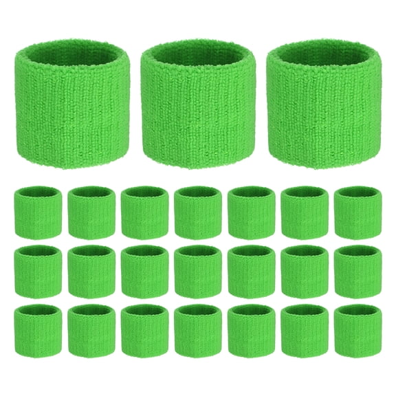 Uxcell 24PCS Sports Sweatbands, Cotton Wristbands Sweat Absorbent for Workout/Basketball/Running [Fruit Green, 5cmW]