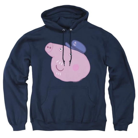 Trevco Sportswear HBRO1452-AFTH-1 Peppa Pig Grandpa Pig Face Adult Pullover Hoodie, Navy - Small