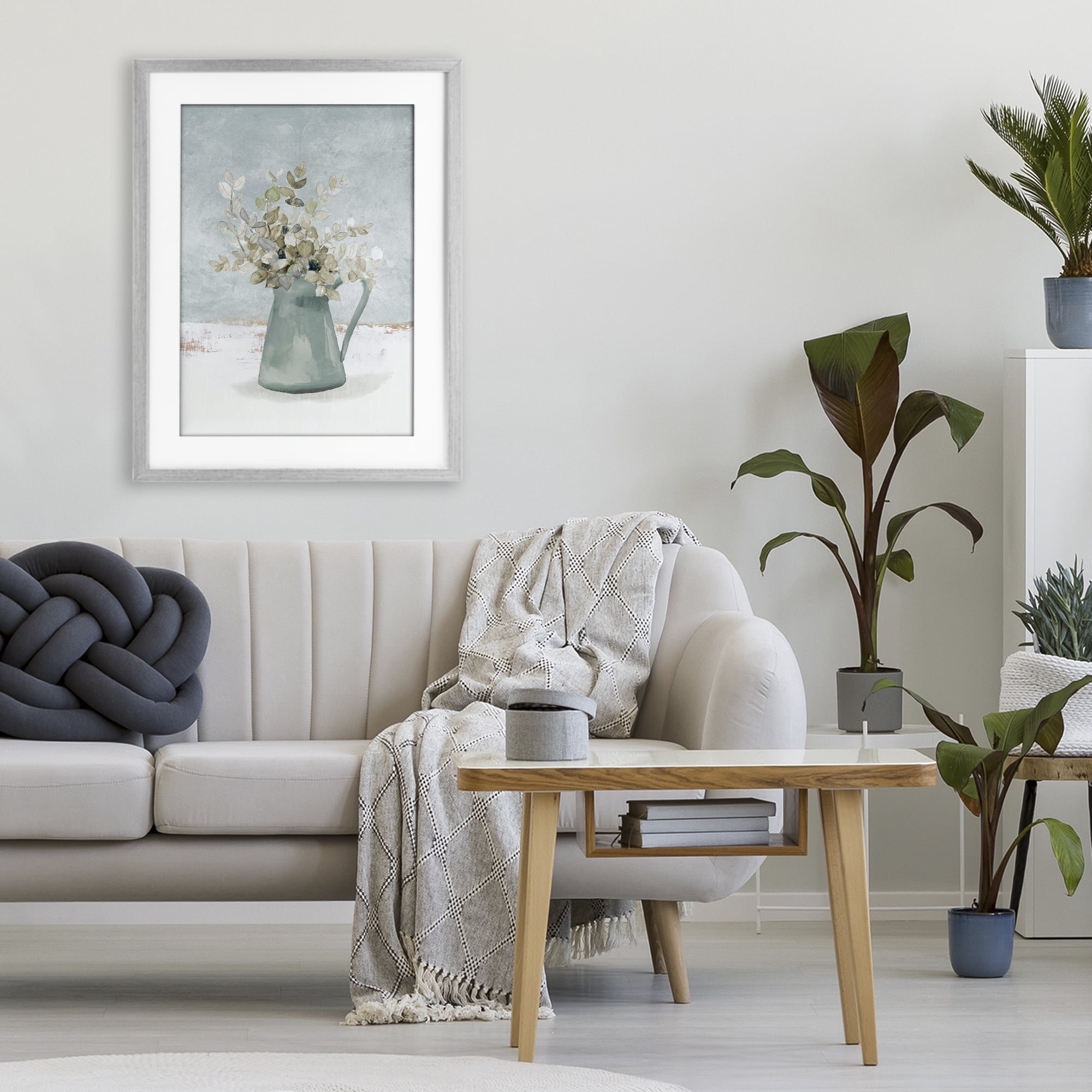 Stupell Industries Blue Botanical Arrangement Gray Framed Print Under Glass, design by Lanie Loreth