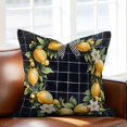 thumbnail image 2 of Spring Lemon Garland Throw Pillow Cover Watercolor Flowers Bow Black Plaid Cotton Linen Cushion Cover Throw Pillow Case with Invisible Zipper for Couch Sofa Bed Chair Car 24x24 Inch, 2 of 9