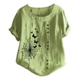 thumbnail image 1 of Gibobby Playera de Verano para Mujer Nueva camiseta algodón informal con estampado Retro literario y artístico elegante para mujer(Verde,G), 1 of 4