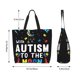 thumbnail image 5 of Disketp I Love With Autism To The Moon And Back Bolsa Tote Estampada para Mujer, Bolso de Hombro y de Mano para Compras y Viajes, 5 of 8