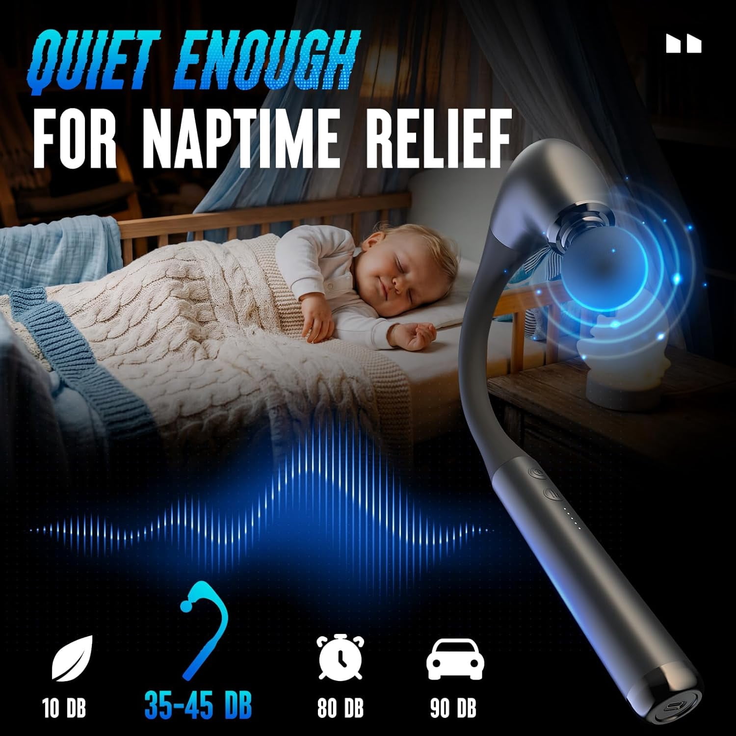 Deep Tissue Massage Gun with Extension Handle 10mm Percussion Muscle Massager for Neck Shoulders Back Legs Portable Pain Relief Device