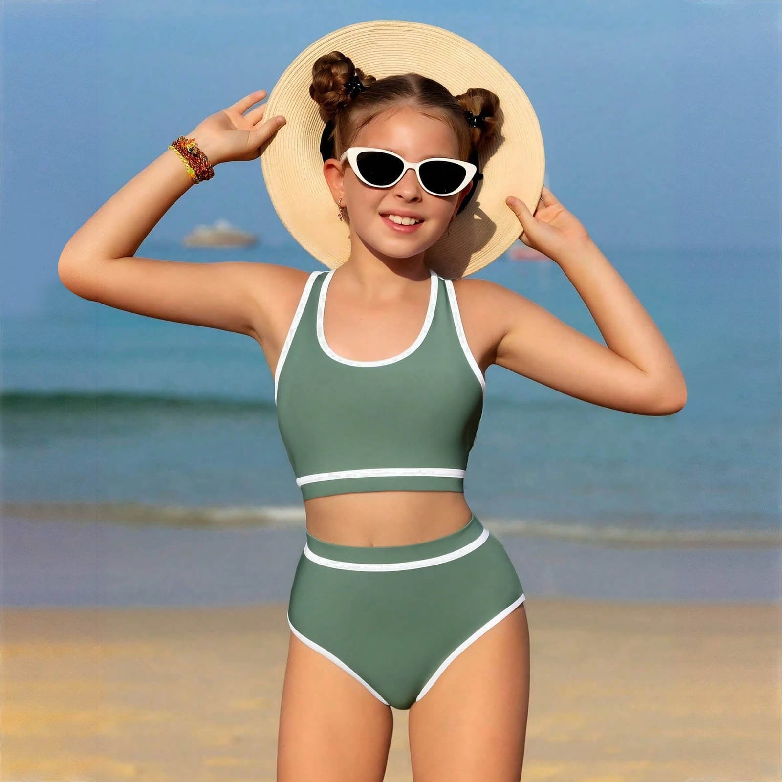 XZNPDUCQ Toddler Girl's 2 Piece Swimsuits Soild Bikini Bathing