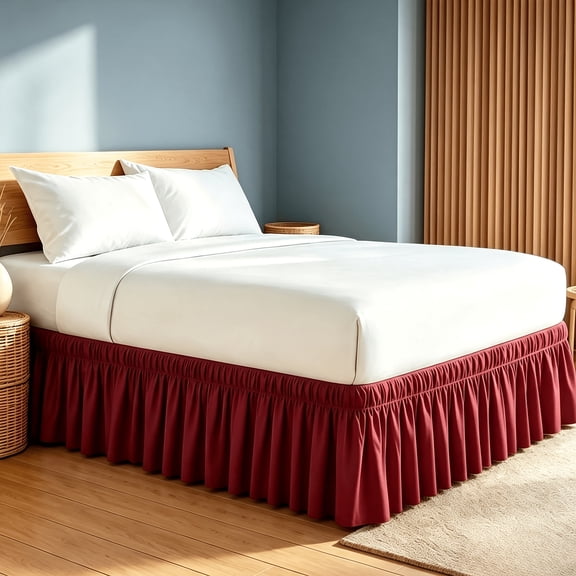 Twin 1 Pc Adjustable Comfort Bed Skirt, 15‑Inch Drop, Ruffled Decoration, Premium Fabric, Wrinkle‑Resistant