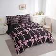 thumbnail image 3 of Manfei Bowknot Ribbon 7-Piece Twin Bedding Sets,Cartoon Bow Tie Bedding Comforter Set,Pink Black Sheet Sets For Girls,Microfiber Bedroom Decor Reversible, 3 of 8