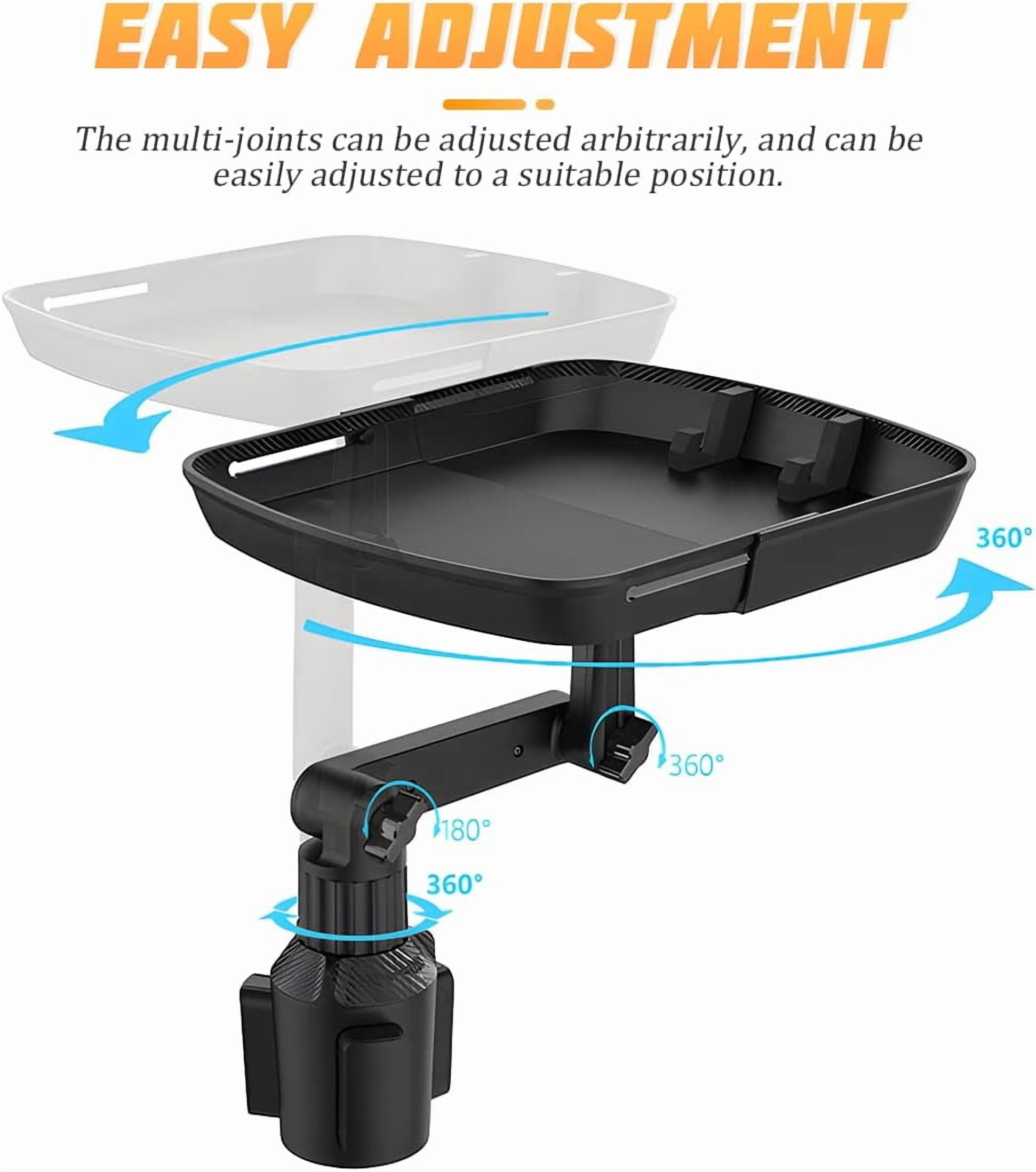 Car Cup Holder Tray Table, Cup Table Holder for Car Drink Holders Tray, 360º Adjustable with Rotating Arm Phone Slot, Non-Slip Stretchable Car Tray for Eating, Cup Table Holder for Car