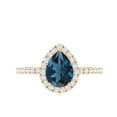 thumbnail image 4 of Rosec Jewels London Blue Topaz Teardrop Engagement Ring with Halo - Natural Blue Topaz Diamond Ring for Women, 18K Yellow Gold, US 11.00, 4 of 8