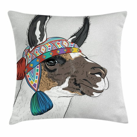 Llama Throw Pillow Cushion Cover Alpaca With An Ethnic Colorful Hat Stunning Peruvian Decorative Pillows Llama Throw Pillow Cushion Cover Alpaca With An Ethnic Colorful Hat Stunning Peruvian Decorative Pillows